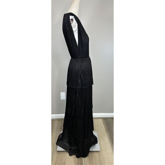 Sabina Musayev Skylar Tiered Metallic Maxi Dress Black Size Small $570 - Picture 9 of 11